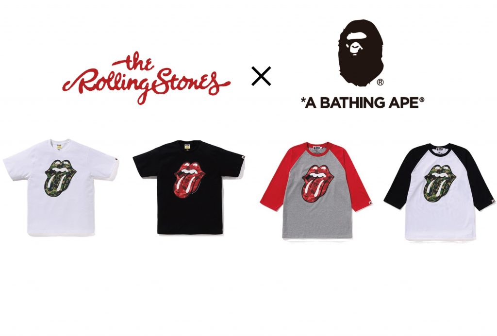 A BATHING APE × THE ROLLING STONES 七分袖 Ape Rolling Stones ロンT 